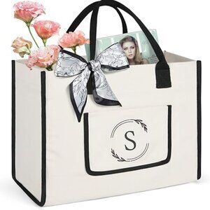 New Waterproof Canvas Tote Bag Initial 'S"
